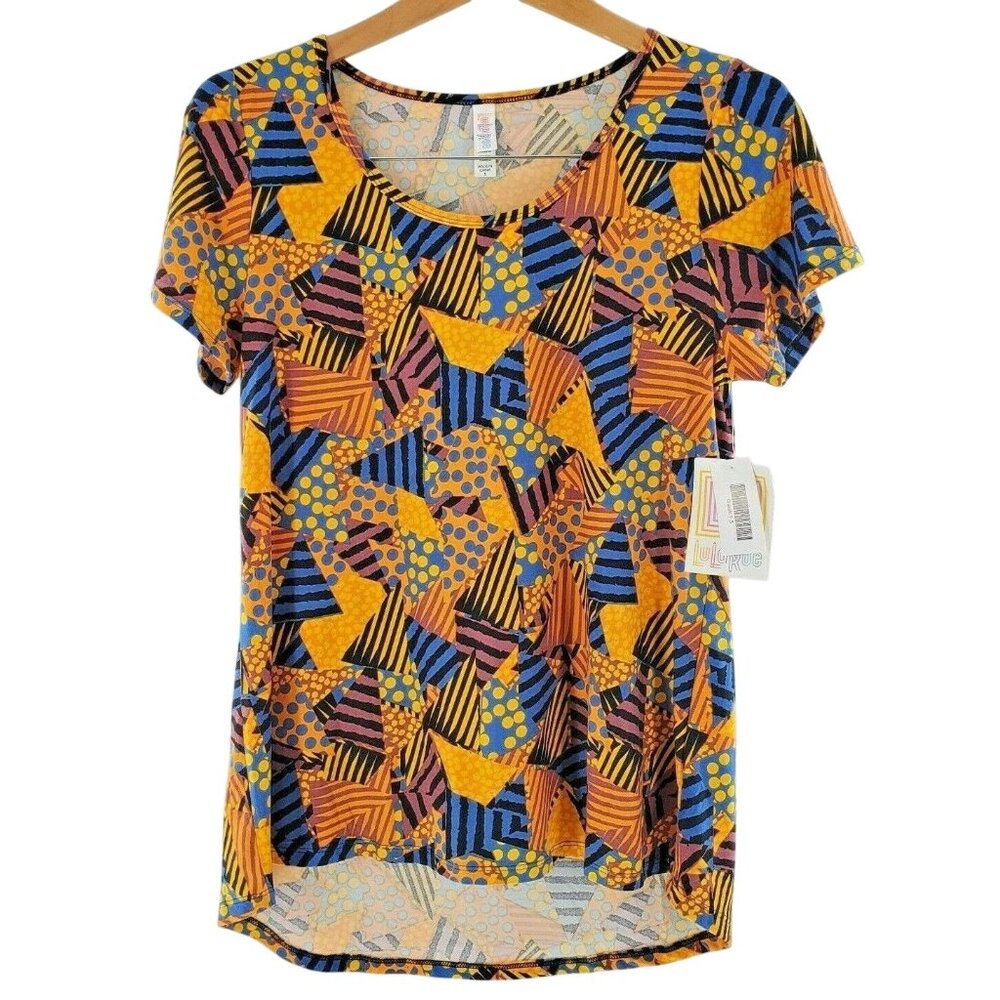 LuLaRoe Classic T Small (6-8) Orange Abstract Geometric Print New With Tag NWT